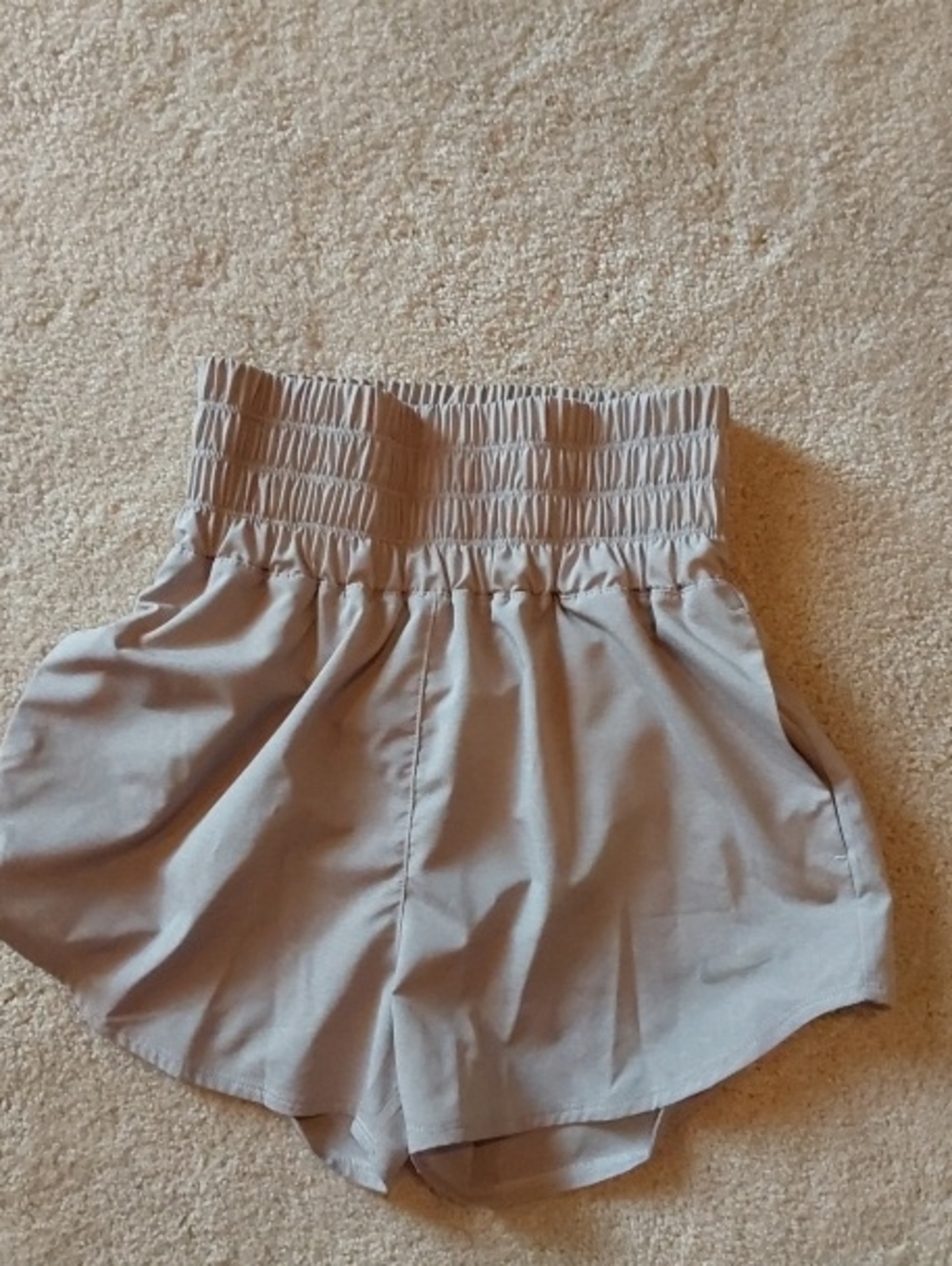 NIKE Neutral Smocked-Waist Shorts — Light Beige XS - Picture 2 of 7